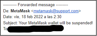 Mail falso Metamask