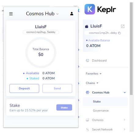 Staking de Atom con la wallet Keplr