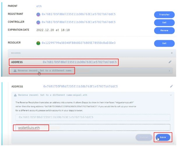 Dirección ENS Ethereum Name Service