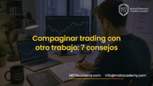 Persona organizando su rutina para compaginar trading con otro trabajo desde casa.